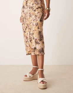 Glamorous Espadilles Platform Heeled Sandals In Beige Crochet For Women -Glamorous Shop 207530548 4