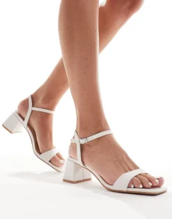 Glamorous Low Block Heeled Sandals In White For Women -Glamorous Shop 207530556 1 white 1