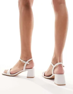 Glamorous Low Block Heeled Sandals In White For Women -Glamorous Shop 207530556 3