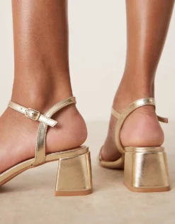 Glamorous Low Block Heeled Sandals In Gold For Women -Glamorous Shop 207532006 4