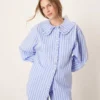 Glamorous Button Down Shirt Co-ord In Blue Stripe For Women