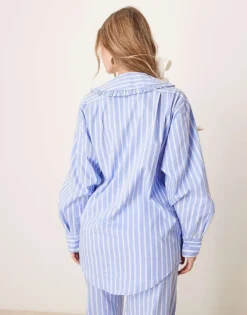 Glamorous Button Down Shirt Co-ord In Blue Stripe For Women -Glamorous Shop 207622238 4