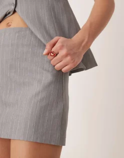 Glamorous Mini Skirt In Grey Pinstripe For Women -Glamorous Shop 207622427 3