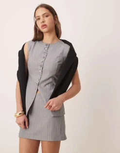 Glamorous Mini Skirt In Grey Pinstripe For Women -Glamorous Shop 207622427 4