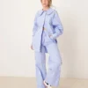 Glamorous Straight Leg Trousers Co-ord In Blue Stripe For Women