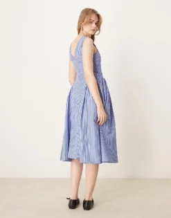 Glamorous V-neck Midaxi Dress In Navy Stripe For Women -Glamorous Shop 207622485 4