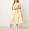 Glamorous Puff Sleeve Midaxi Dress In Yellow Stripe For Women