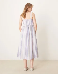 Glamorous Bow Front Midi Dress In Pastel Ric Rac Stripe For Women Multi Stripe -Glamorous Shop 207622592 3