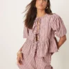 Glamorous Boxer Style Pull On Short In Pink Stripe Co-ord For Women