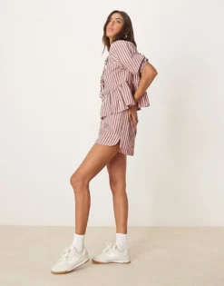 Glamorous Boxer Style Pull On Short In Pink Stripe Co-ord For Women -Glamorous Shop 207622613 3