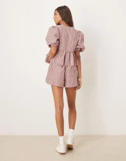 Glamorous Boxer Style Pull On Short In Pink Stripe Co-ord For Women -Glamorous Shop 207622613 4
