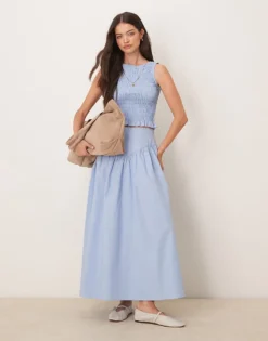 Glamorous Drop Waist Midaxi Skirt In Blue For Women