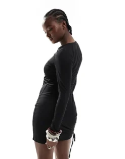 Glamorous Ruched Seam Mini Dress In Black For Women -Glamorous Shop 207674831 3