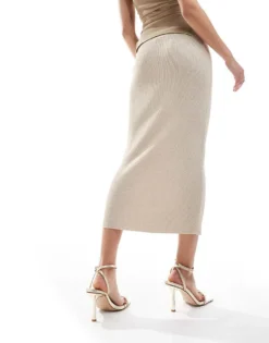 Glamorous Low Waisted Midaxi Skirt In Gold Glitter Knit For Women -Glamorous Shop 207674845 4