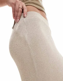 Glamorous Low Waisted Midaxi Skirt In Gold Glitter Knit For Women -Glamorous Shop 207674845 5