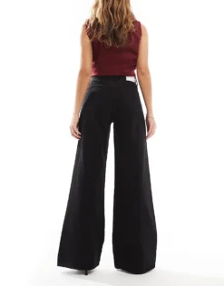 Glamorous Wide Leg Jeans In Washed Black For Women -Glamorous Shop 207674962 3