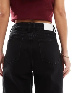 Glamorous Wide Leg Jeans In Washed Black For Women -Glamorous Shop 207674962 4