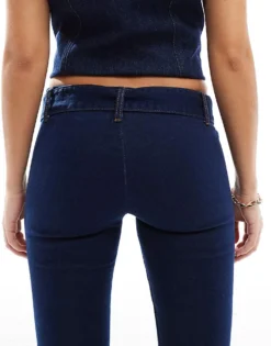 Glamorous Belted Flared Jeans In Indigo Wash For Women -Glamorous Shop 207675431 4