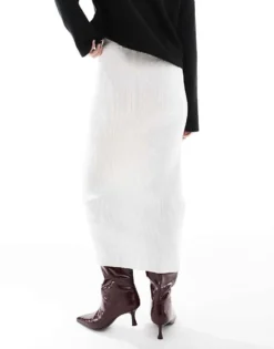 Glamorous Knitted Midi Skirt In Off White For Women -Glamorous Shop 207675515 3