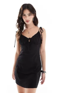 Glamorous Strappy Milkmaid Mini Dress In Black For Women -Glamorous Shop 207676172 1 black 1