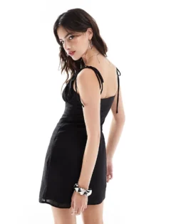 Glamorous Strappy Milkmaid Mini Dress In Black For Women -Glamorous Shop 207676172 3