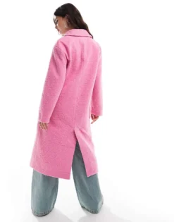 Glamorous Midi Length Coat In Bright Pink Marl For Women -Glamorous Shop 207676208 4