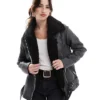 Glamorous Aviator Oversized Jacket In Washed Black For Women