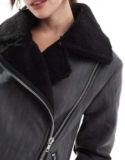 Glamorous Aviator Oversized Jacket In Washed Black For Women -Glamorous Shop 207676370 4