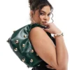 Glamorous Studded Mini Grab Bag In Green For Women Light Green