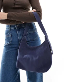 Glamorous Faux Suede Shoulder Tote Bag In Blue For Women Light Blue