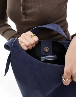 Glamorous Faux Suede Shoulder Tote Bag In Blue For Women Light Blue -Glamorous Shop 207705860 4
