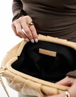 Glamorous Woven Clutch Bag With Crossbody Strap In Butter Yellow For Women -Glamorous Shop 207705877 4