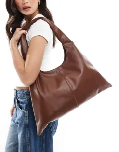 Glamorous Winged Shoulder Tote Bag In Chocolate Brown For Women