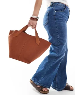 Glamorous Faux Suede Shoulder Bag In Light Brown For Women -Glamorous Shop 207705904 1 brown 1