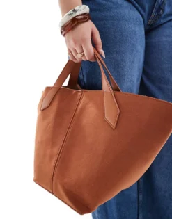 Glamorous Faux Suede Shoulder Bag In Light Brown For Women -Glamorous Shop 207705904 3