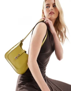 Glamorous Shoulder Bag With Gold Clasp Detail In Green For Women Light Green