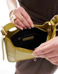 Glamorous Shoulder Bag With Gold Clasp Detail In Green For Women Light Green -Glamorous Shop 207705905 4