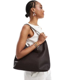 Glamorous Large Woven Shoulder Bag In Brown For Women -Glamorous Shop 207705931 1 brown 1