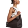 Glamorous Large Woven Shoulder Bag In Brown For Women