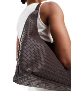 Glamorous Large Woven Shoulder Bag In Brown For Women -Glamorous Shop 207705931 3