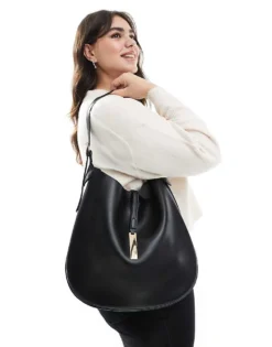 Glamorous Slouchy Shoulder Bag With Clasp Detail In Black For Women -Glamorous Shop 207705960 1 black 1