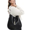 Glamorous Slouchy Shoulder Bag With Clasp Detail In Black For Women