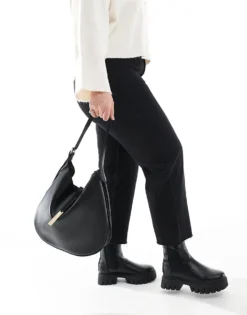 Glamorous Slouchy Shoulder Bag With Clasp Detail In Black For Women -Glamorous Shop 207705960 3