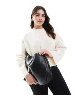 Glamorous Slouchy Shoulder Bag With Clasp Detail In Black For Women -Glamorous Shop 207705960 4