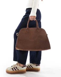 Glamorous Faux Suede Handheld Large Tote Bag In Brown For Women -Glamorous Shop 207706003 3