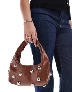 Glamorous Studded Mini Grab Bag In Tan For Women -Glamorous Shop 207706014 3