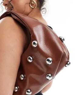 Glamorous Studded Mini Grab Bag In Tan For Women -Glamorous Shop 207706014 4