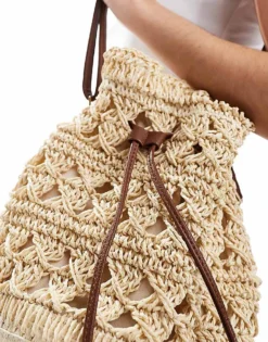 Glamorous Soft Crochet Shoulder Bag In Natural For Women Beige -Glamorous Shop 207706041 3