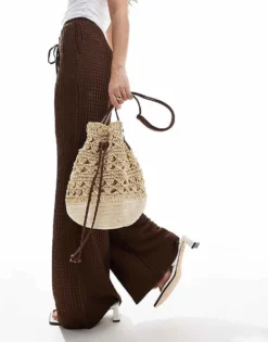 Glamorous Soft Crochet Shoulder Bag In Natural For Women Beige -Glamorous Shop 207706041 4