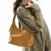 Glamorous Faux Suede Shoulder Tote Bag In Beige For Women